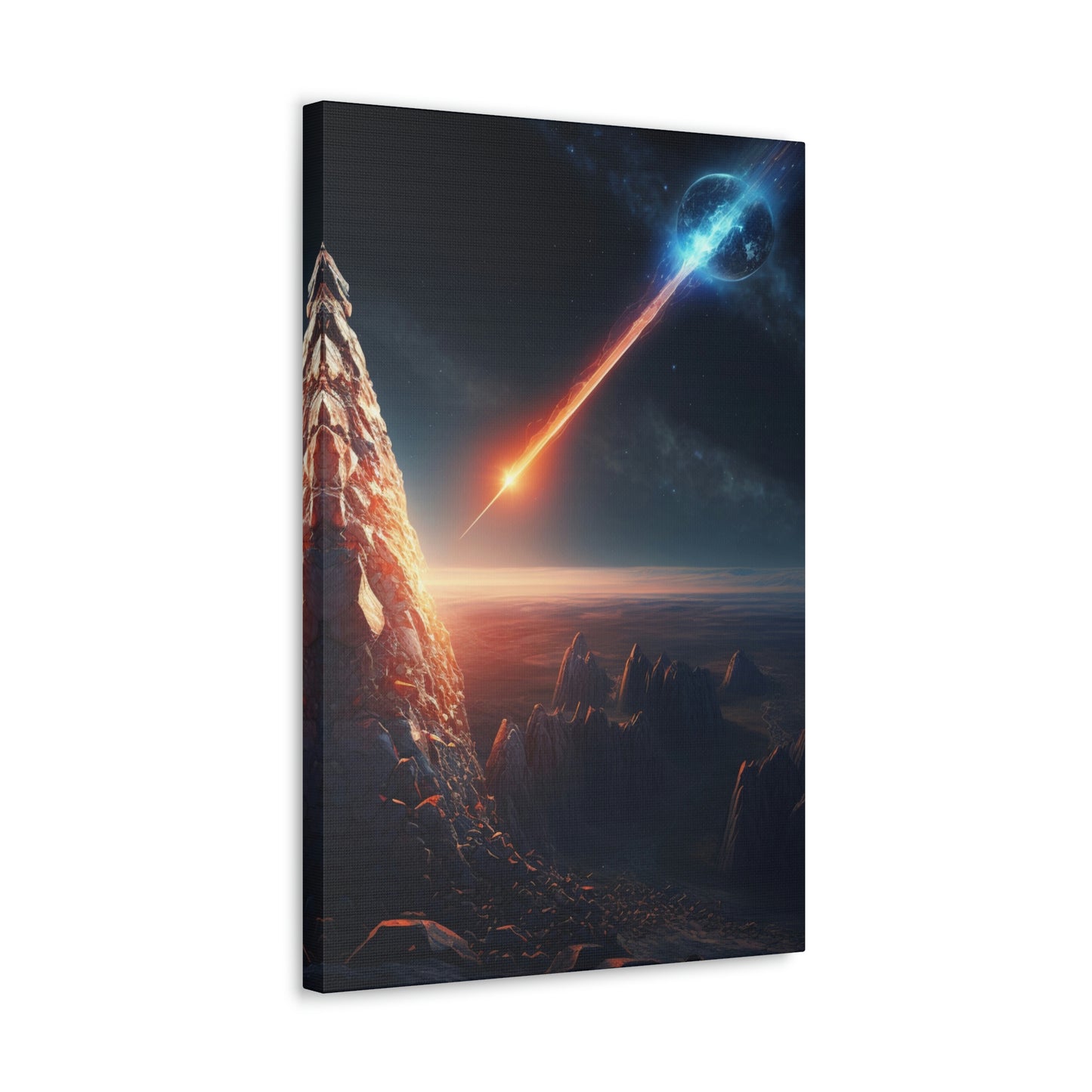 digital art work print, meteorite, planets
