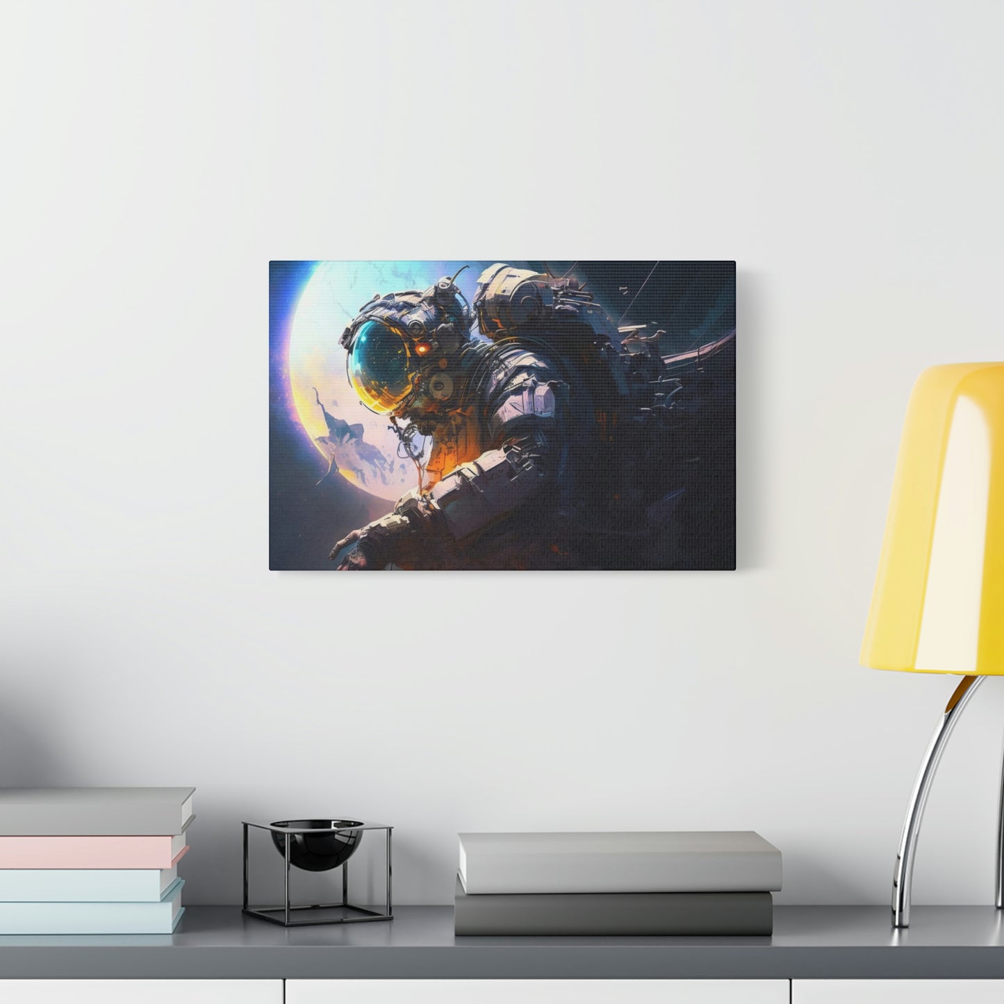 digital art work print, earth, astronaut