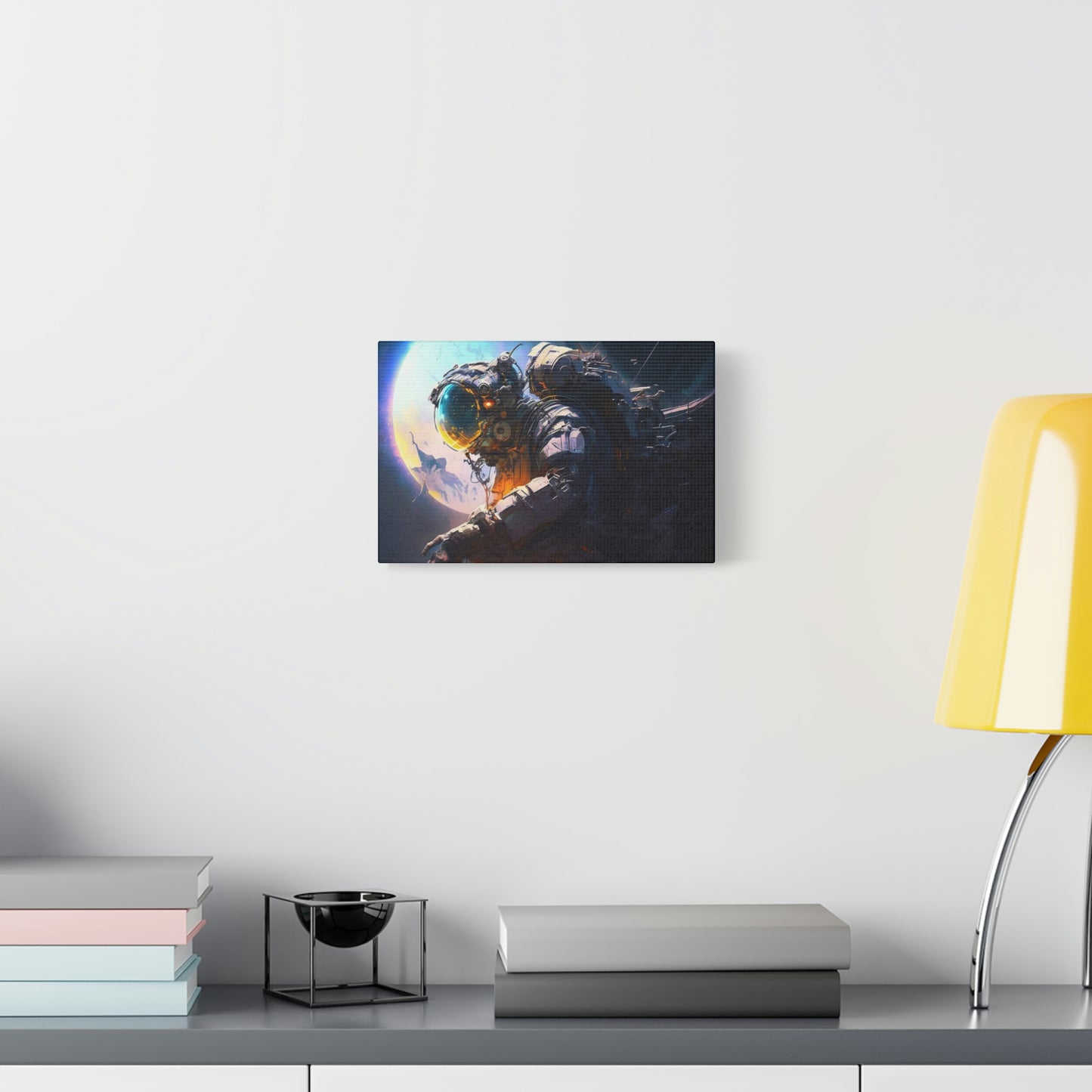 digital art work print, earth, astronaut
