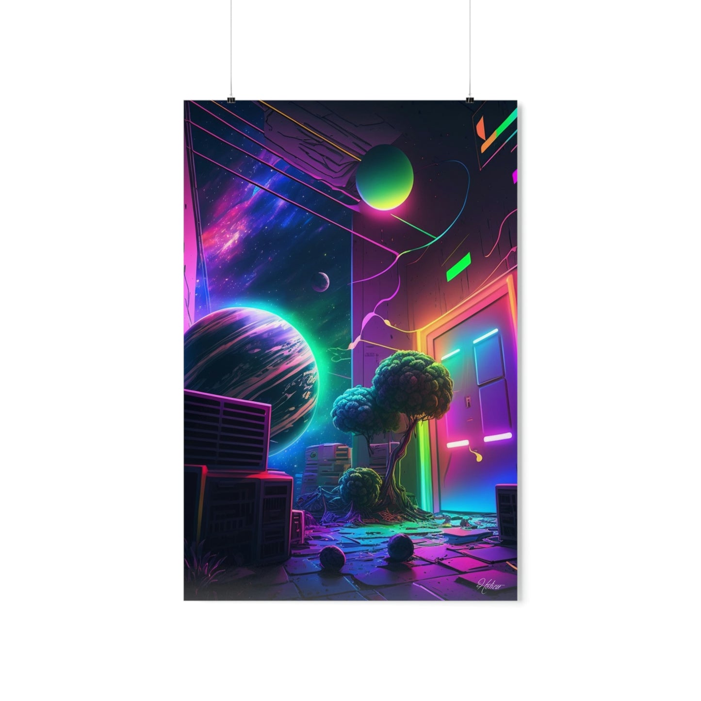 universe, room, planets, poster, digital art work