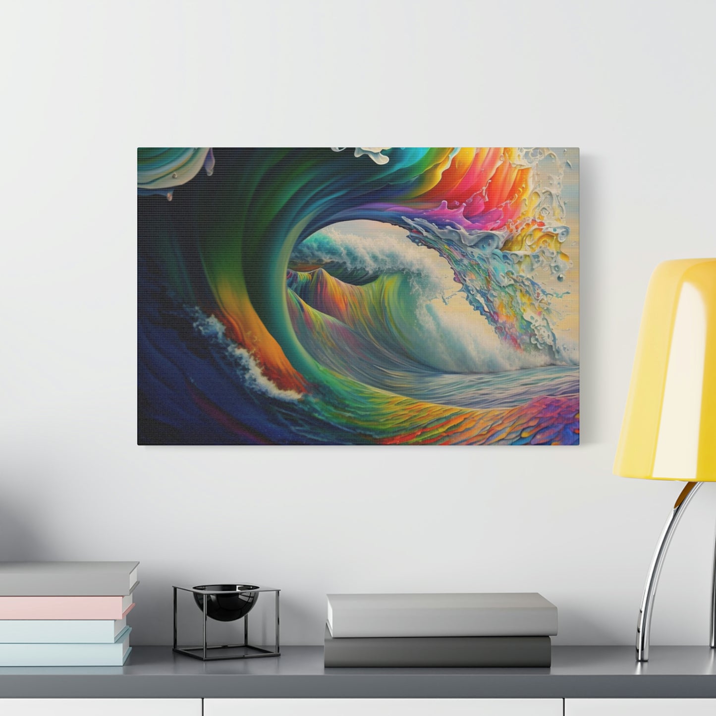 digital art work print, wave, colors