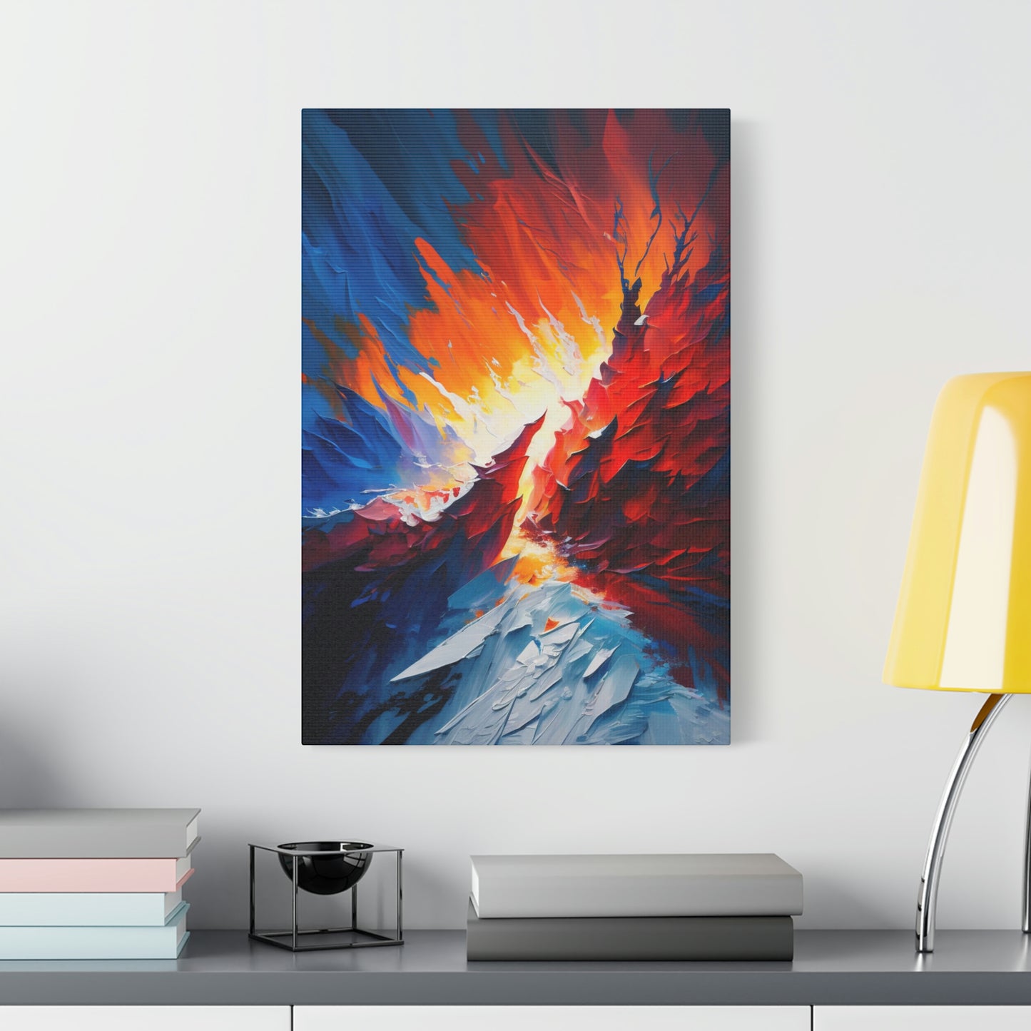 Digital art work print, ice, fire