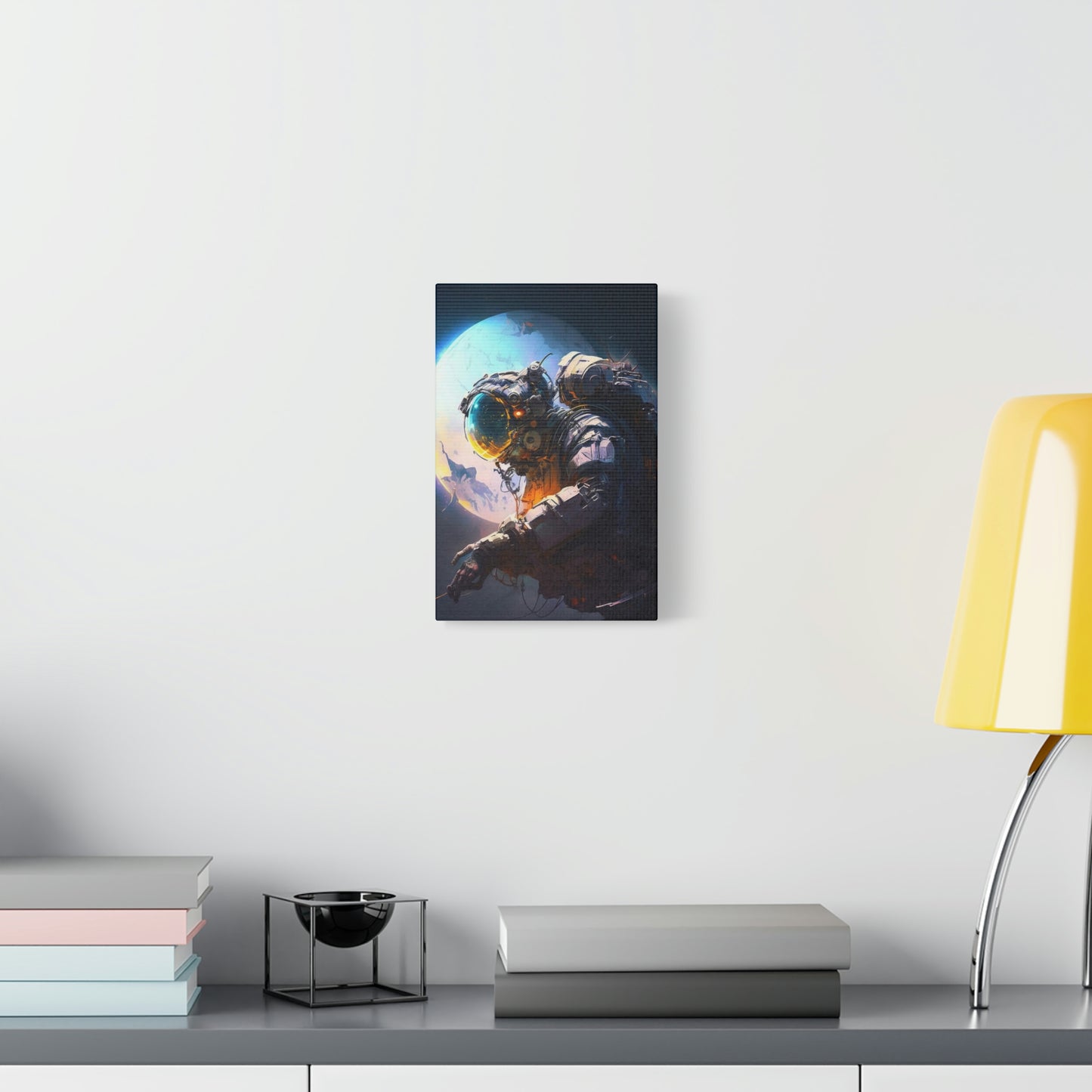 digital art work print, earth, astronaut