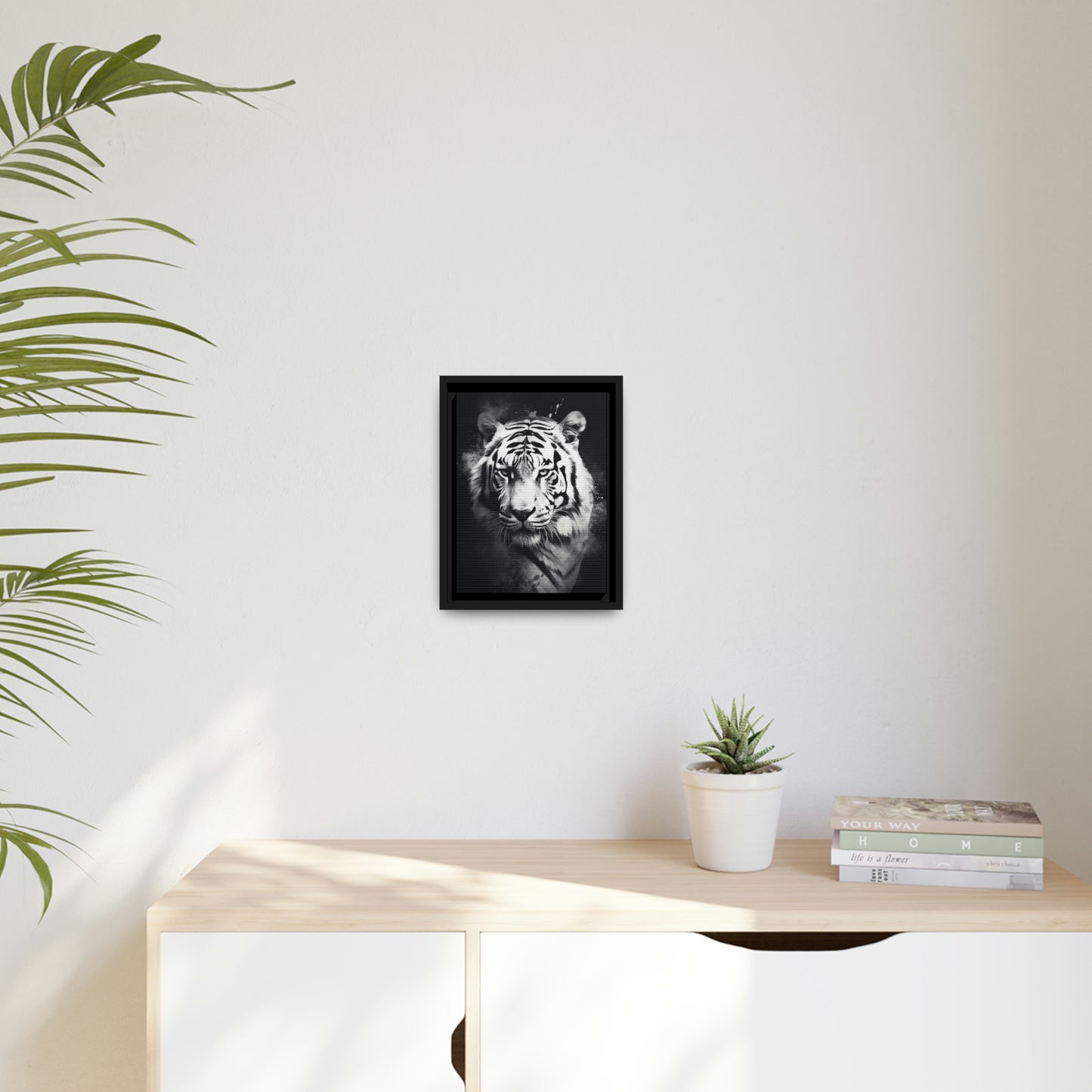 tiger, digital art, canvas, white and black