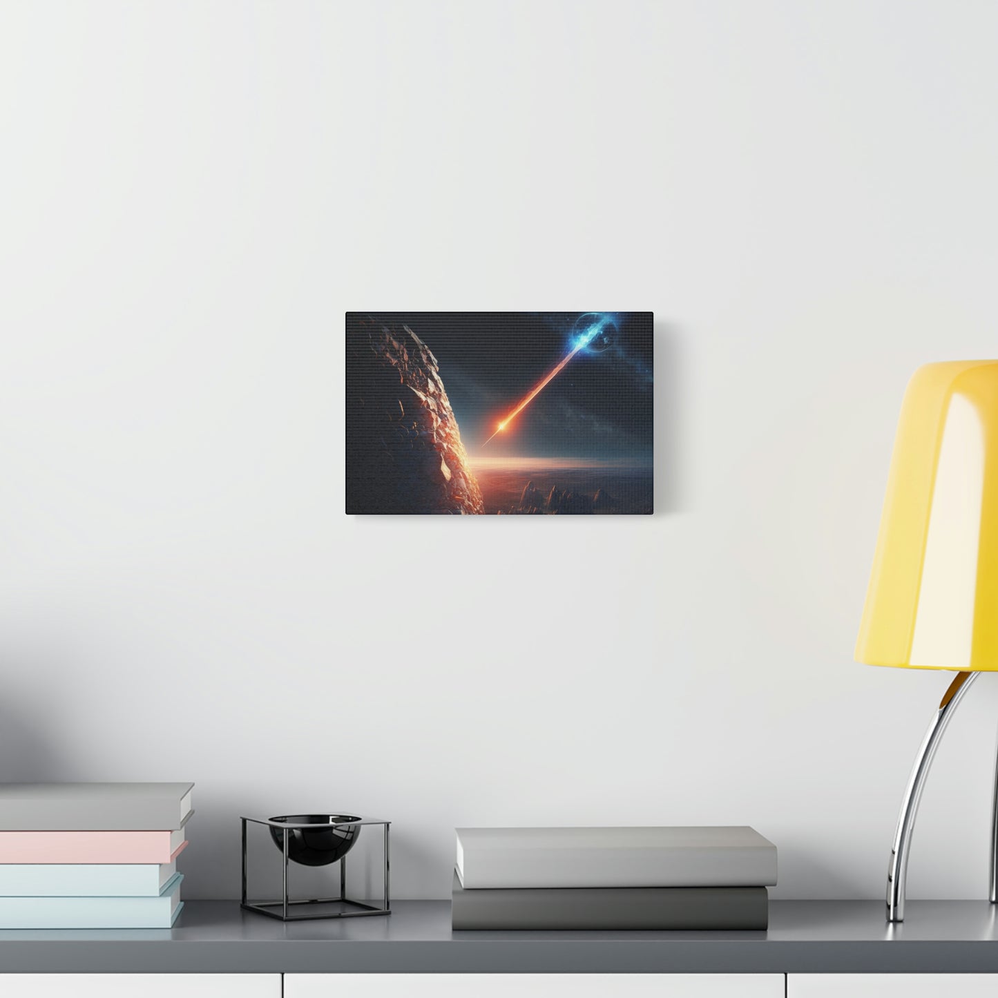 digital art work print, meteorite, planets