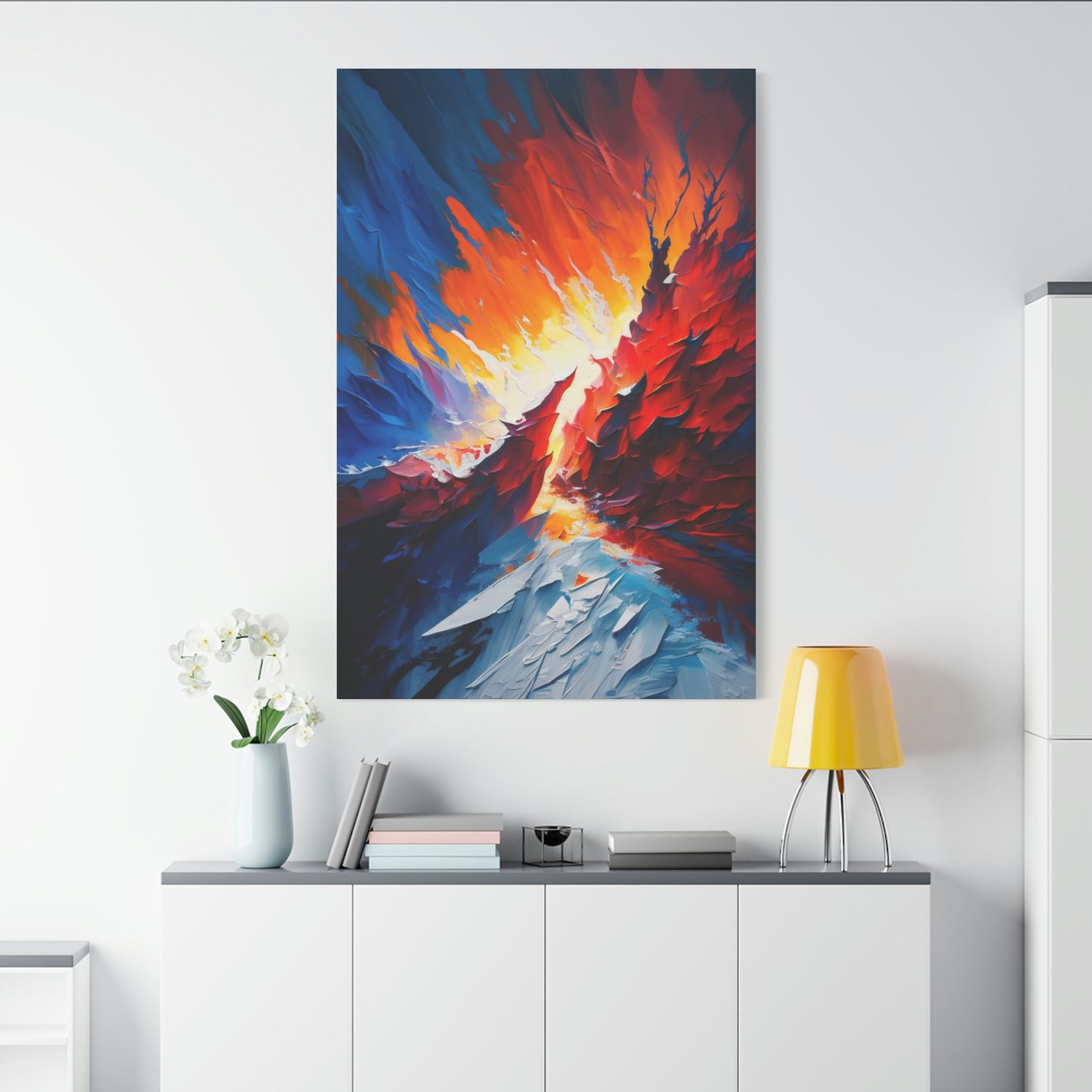 Digital art work print, ice, fire