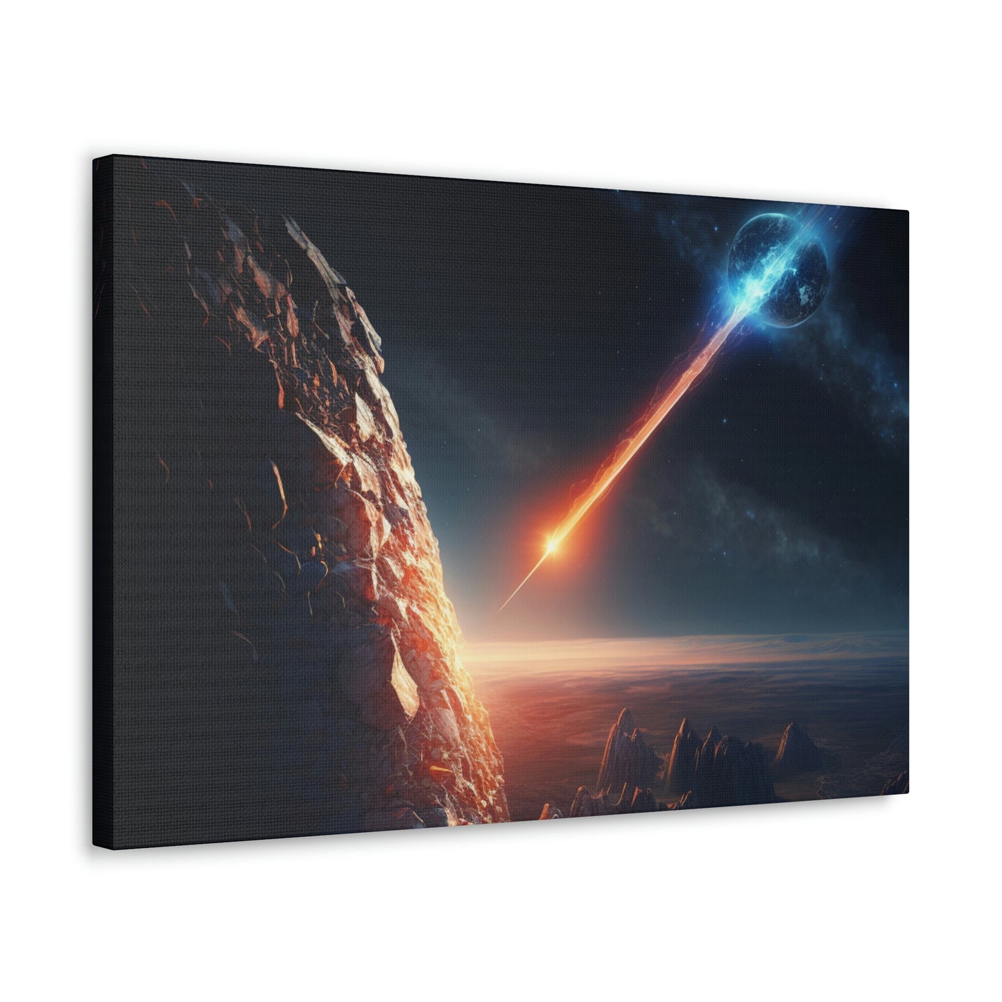 digital art work print, meteorite, planets
