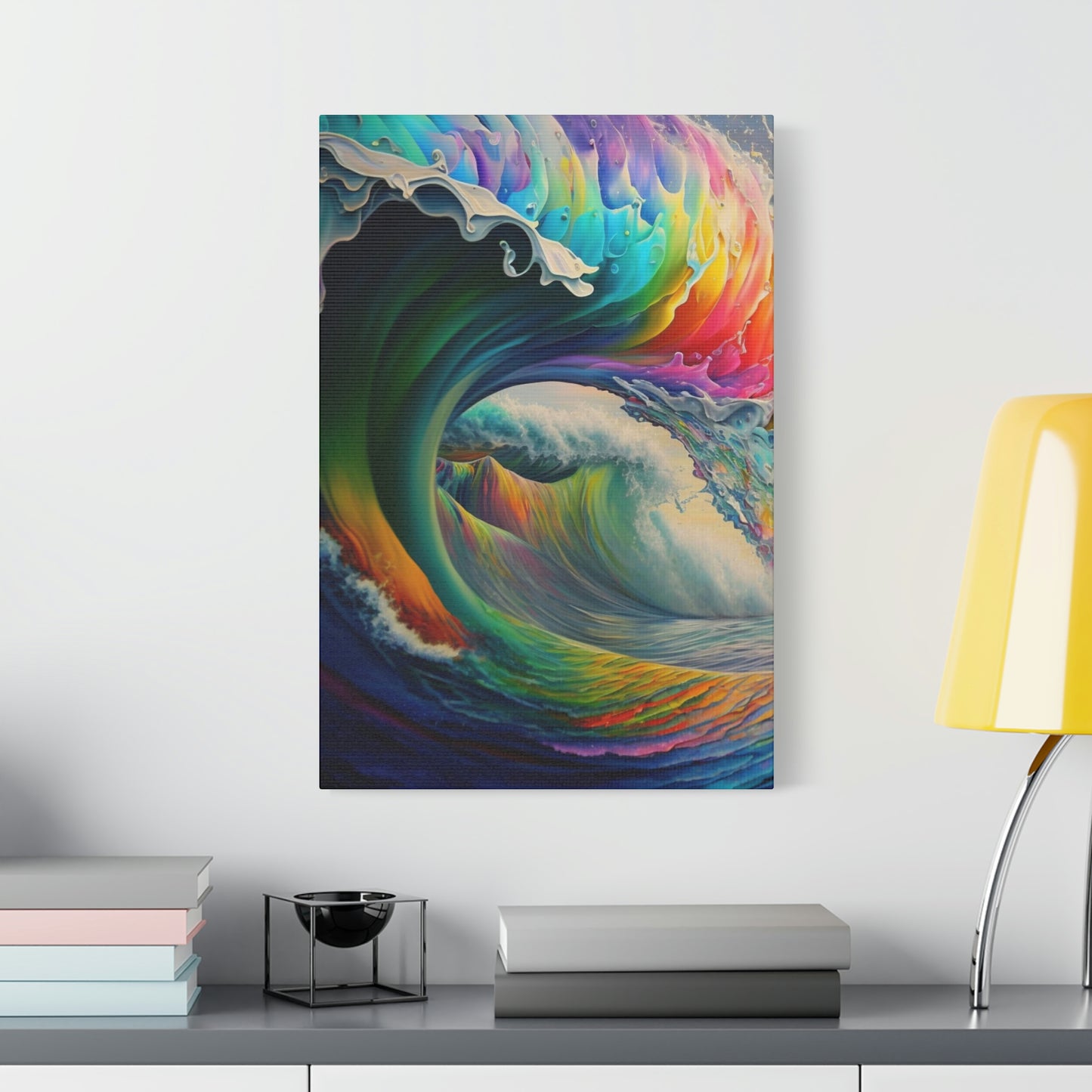 digital art work print, wave, colors