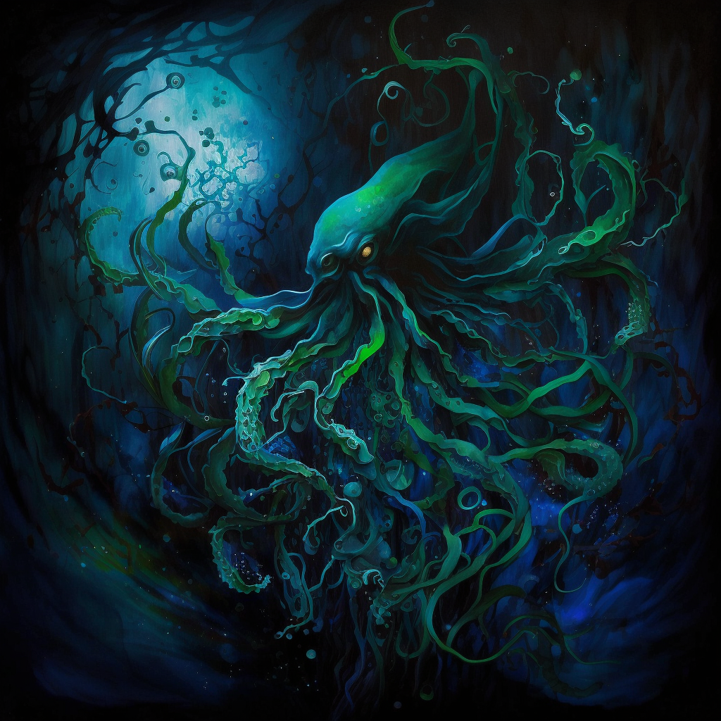 Digital art work print, kraken