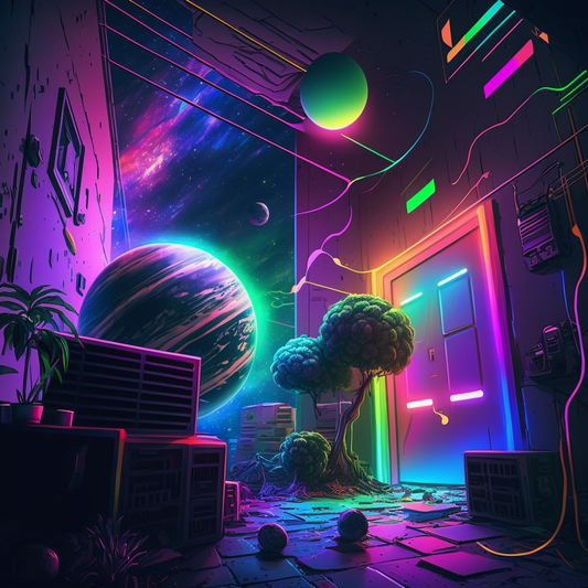 universe, room, planets, poster, digital art work