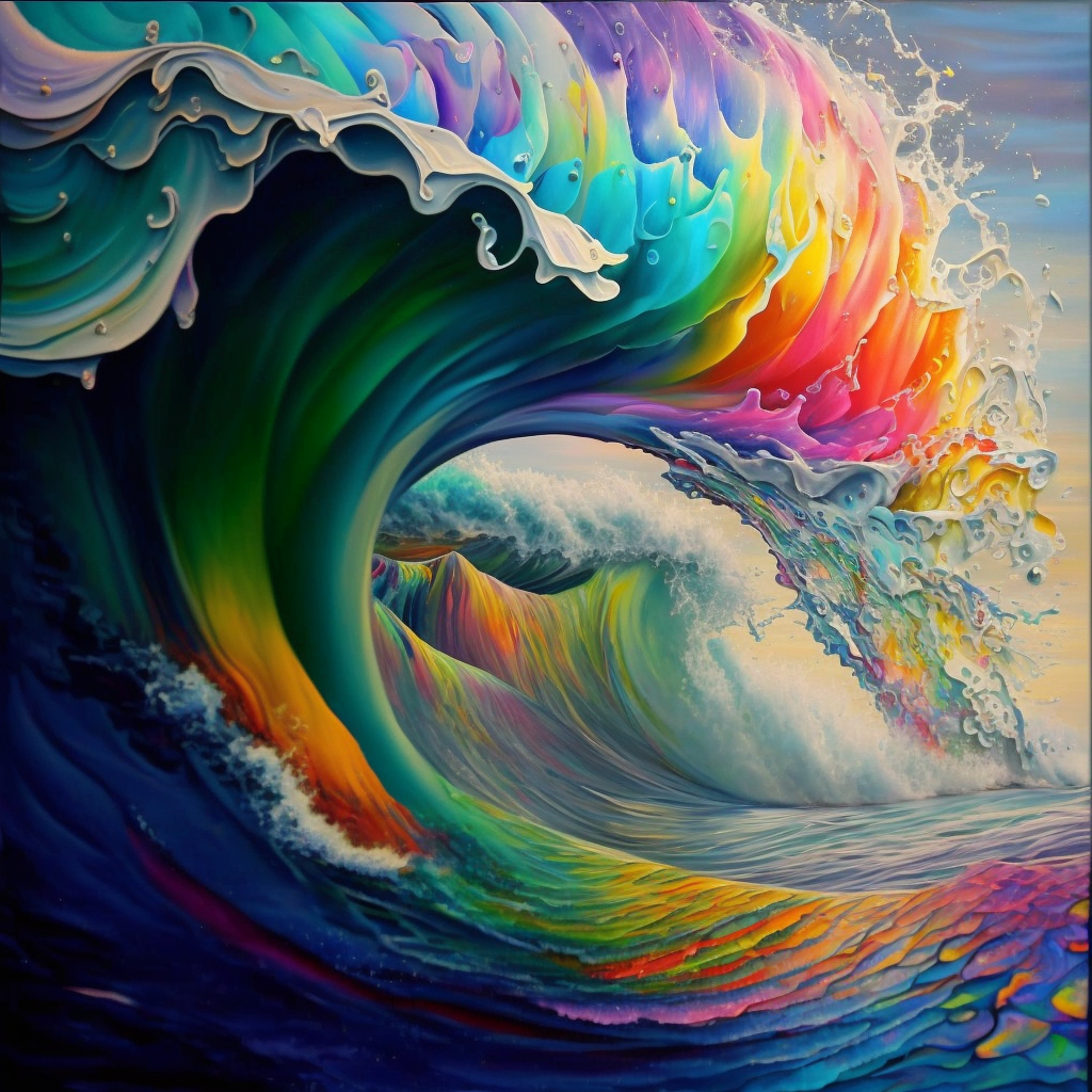 digital art work print, wave, colors