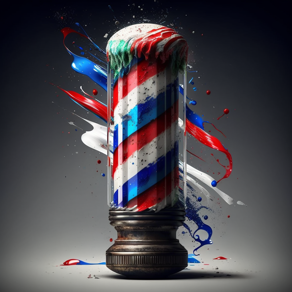 barber shop, barber pole, digital art work, poster