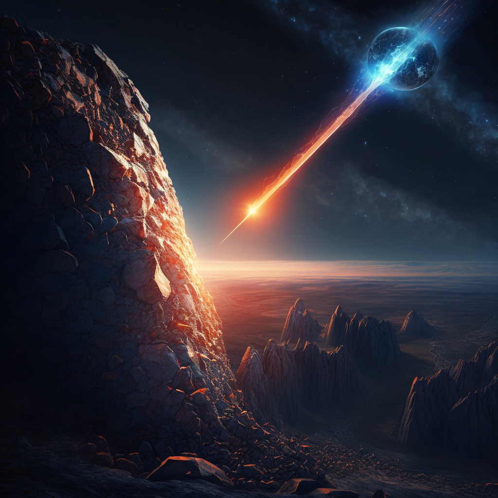 digital art work print, meteorite, planets