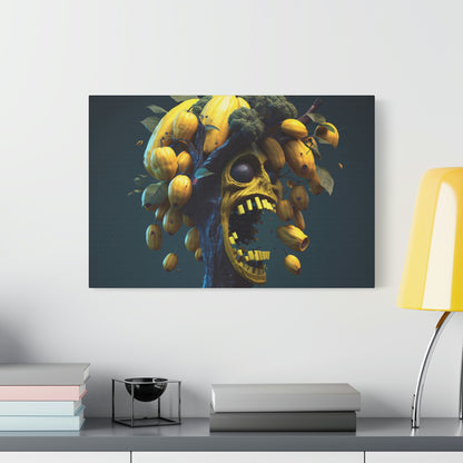 digital art work print, skull, papaya