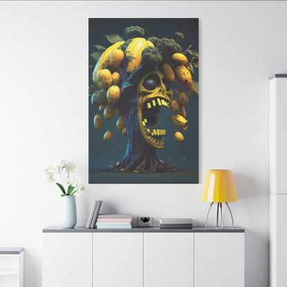 digital art work print, skull, papaya