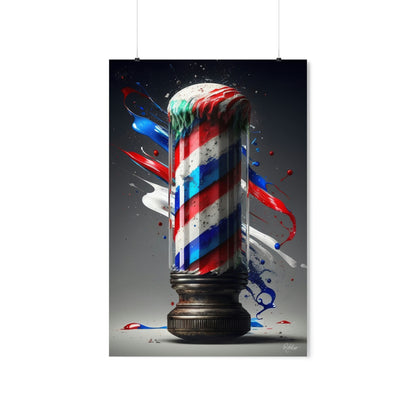 barber shop, barber pole, digital art work, poster